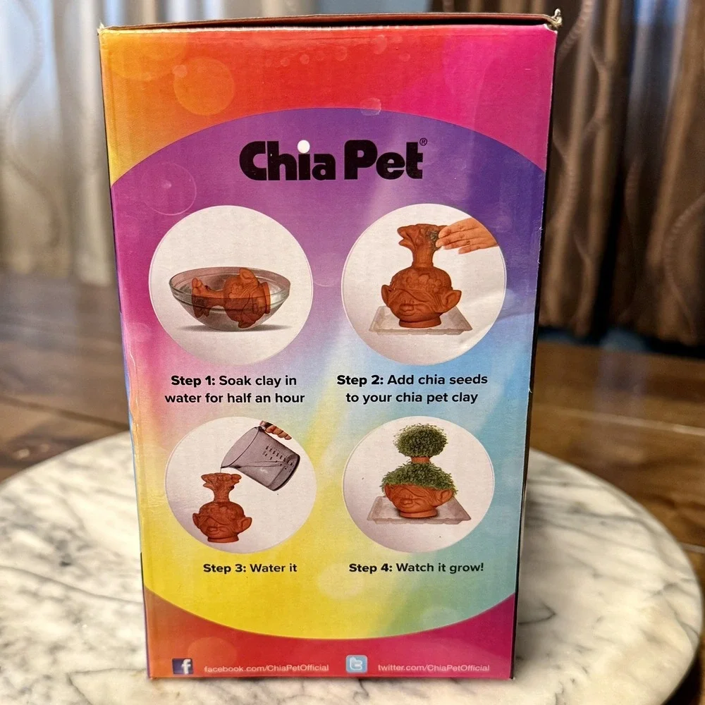 NEW! Chia Pet Trolls Poppy World Tour Seed Pack Decorative Terracotta Planter